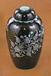 Classic Black with Engraved Floral Urn